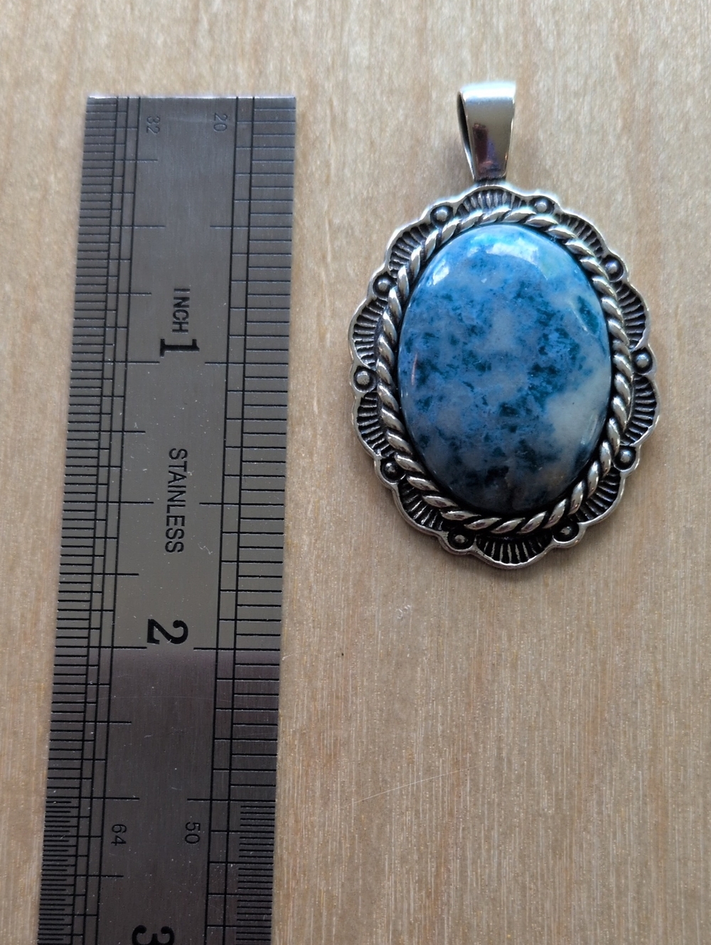Carolyn Pollack Sterling Silver Denim Lapis Oval Pendant Necklace - Picture 4 of 5